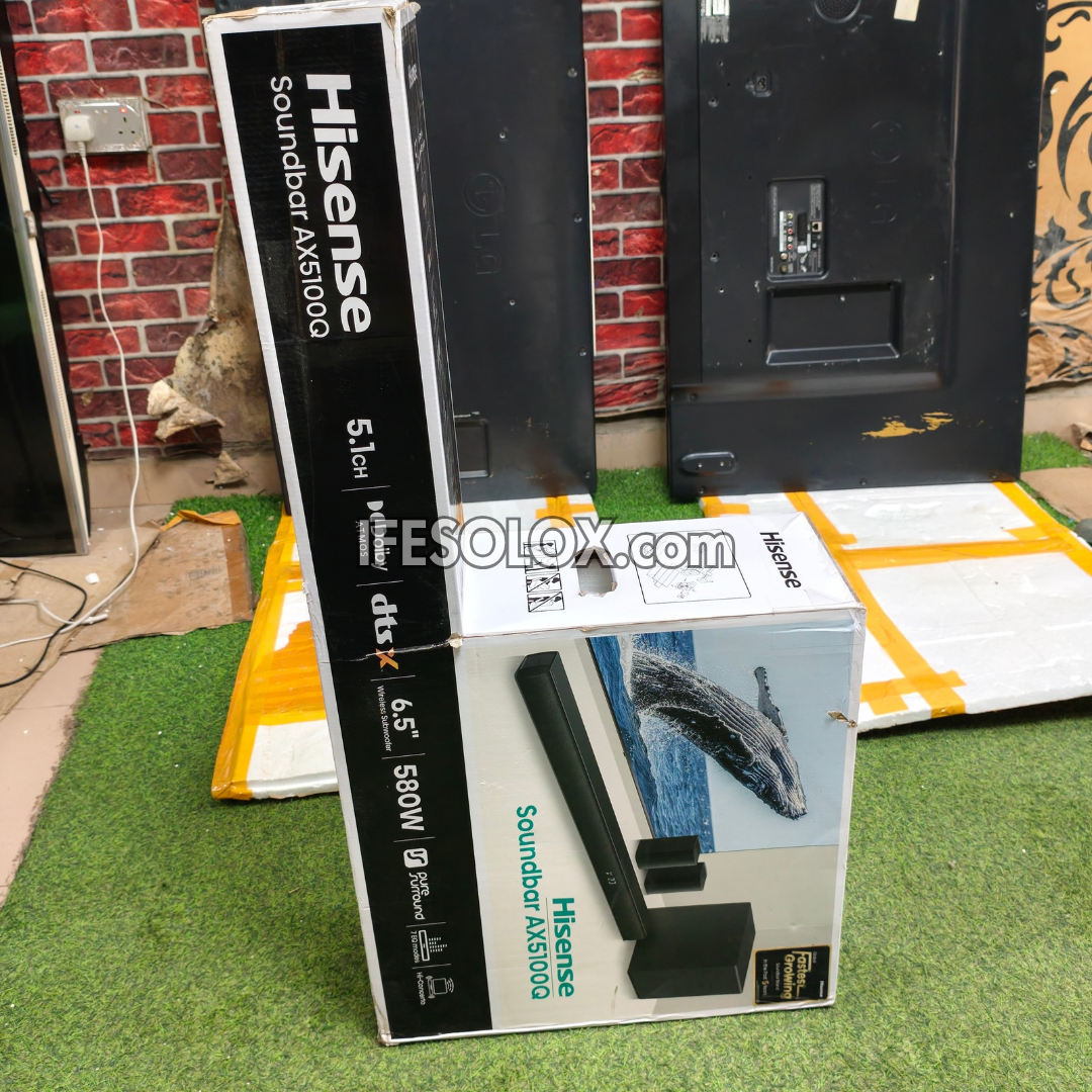 Hisense Soundbar AX5100Q retail packaging box standing upright in IFESOLOX shop 