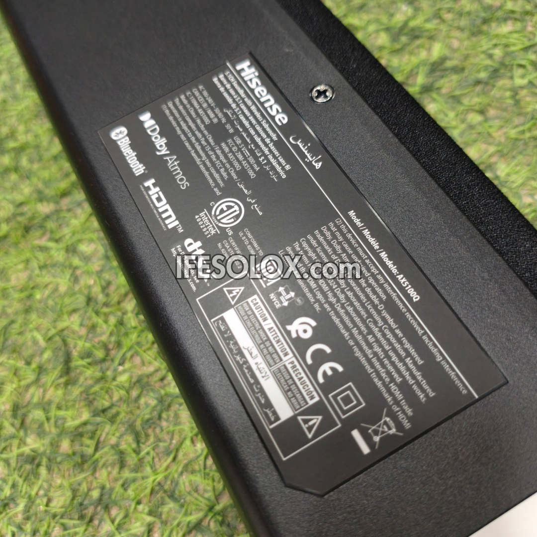 Hisense AX5100Q 5.1Ch 580W Bluetooth Sound Bar with Wireless Subwoofer + Dolby Atmos - Brand New
