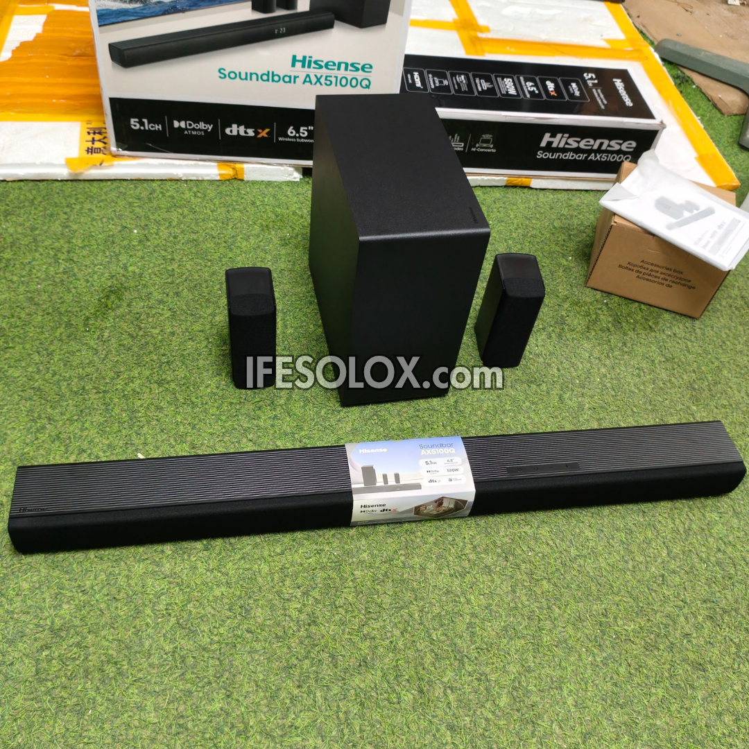 Hisense AX5100Q 5.1Ch 580W Bluetooth Sound Bar with Wireless Subwoofer + Dolby Atmos - Brand New