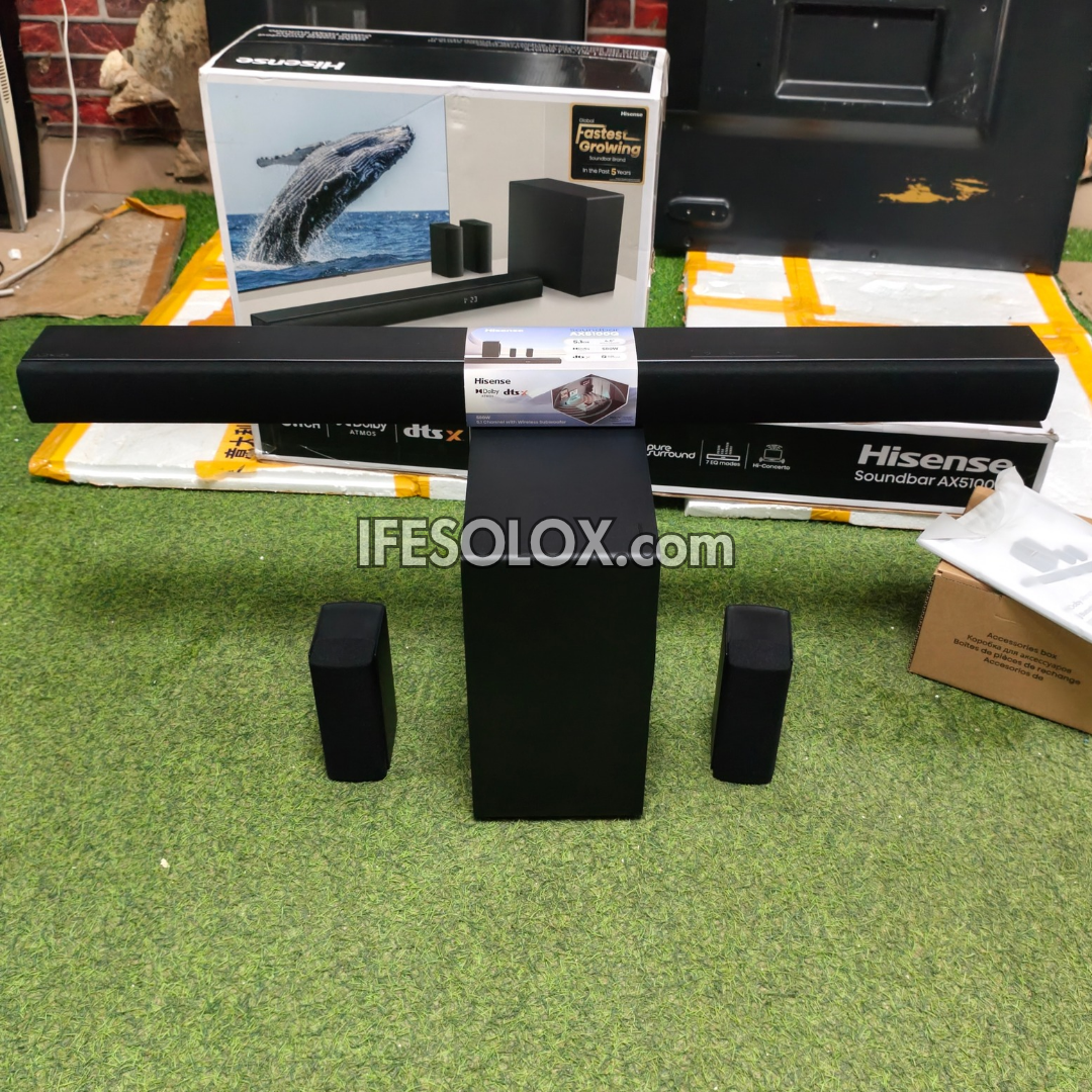 Hisense AX5100Q 5.1Ch 580W Bluetooth Sound Bar with Wireless Subwoofer + Dolby Atmos - Brand New