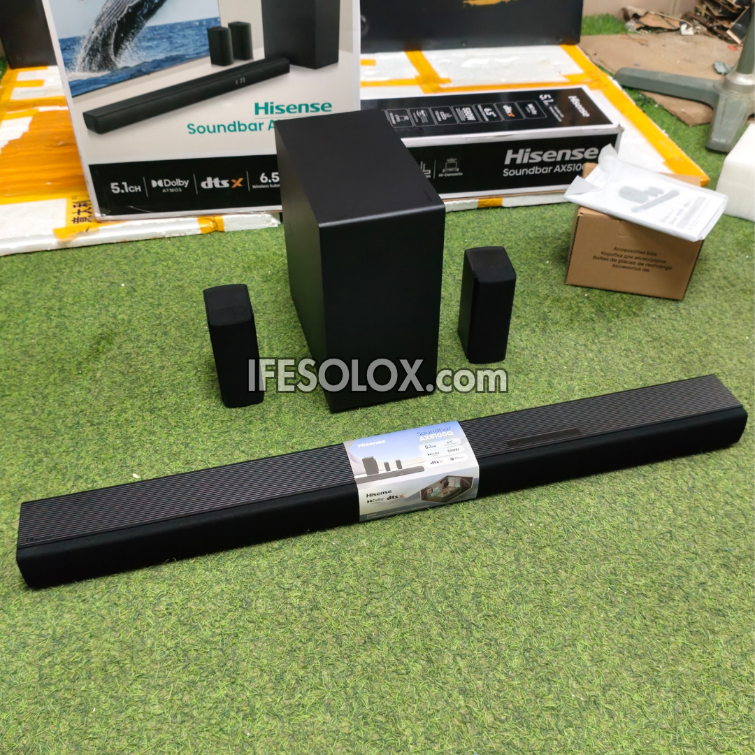 Hisense AX5100Q 5.1Ch 580W Bluetooth Sound Bar with Wireless Subwoofer + Dolby Atmos - Brand New