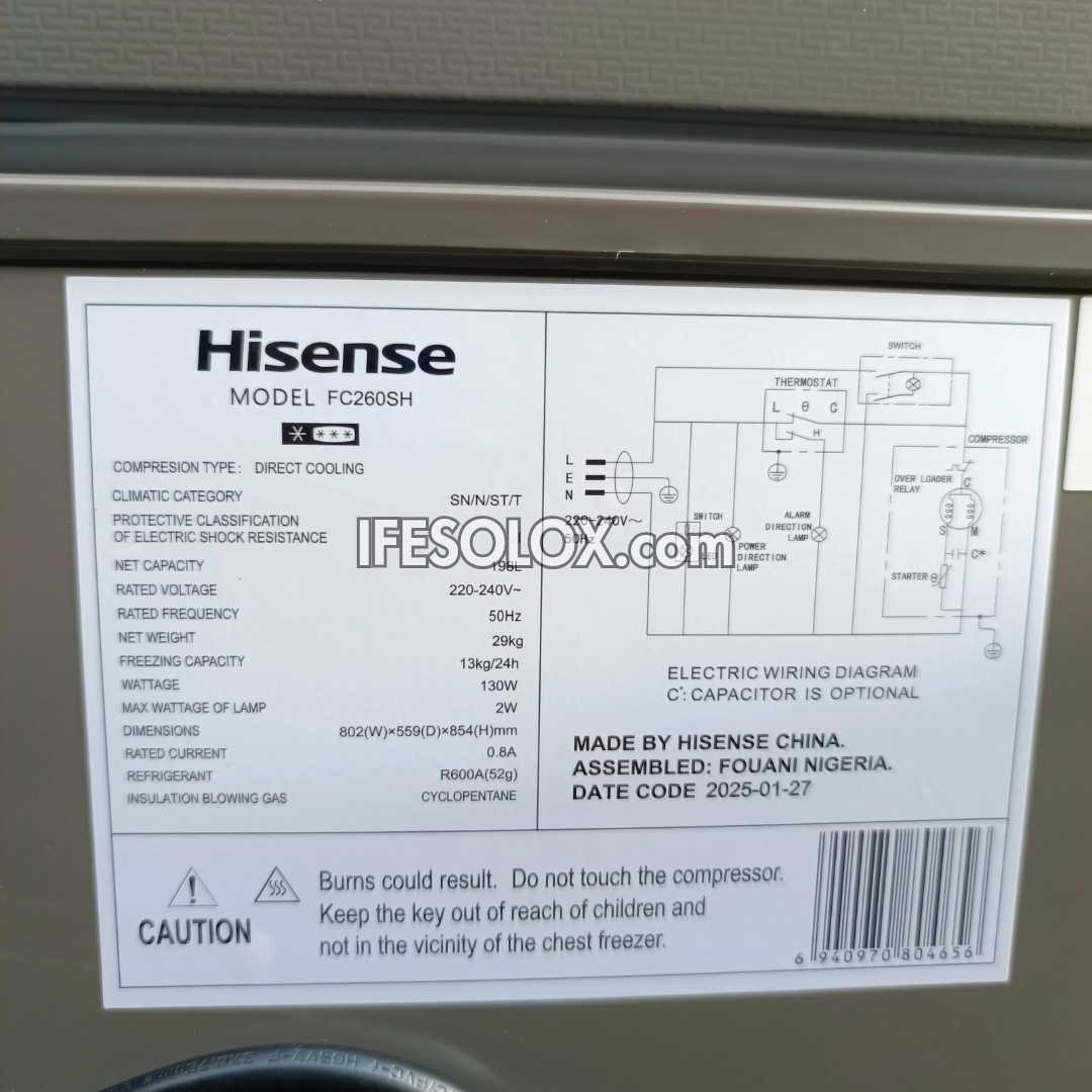 Hisense FC260SH 198L Fast Freeze Chest Freezer - Brand New