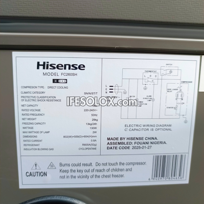 Hisense FC260SH 198L Fast Freeze Chest Freezer - Brand New