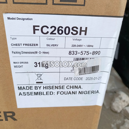 Hisense FC260SH 198L Fast Freeze Chest Freezer - Brand New