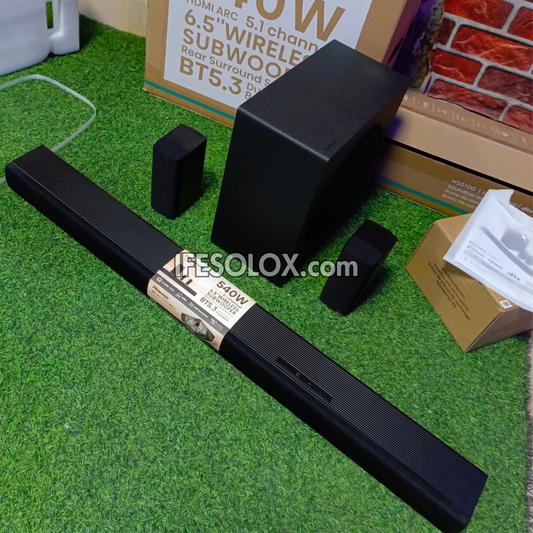 Hisense HS5100 5.1Ch 540W Bluetooth Sound Bar with Wireless Subwoofer and Rear Speakers - Brand New