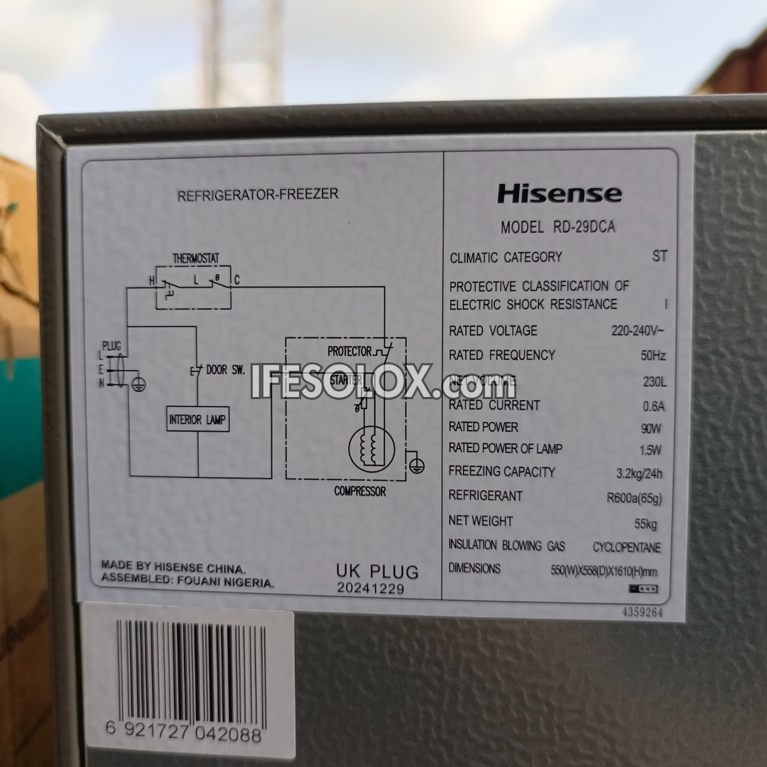 Hisense REF 29DCA 225L Double Door Bottom-Freezer Refrigerator + 1 Year Warranty - Brand New