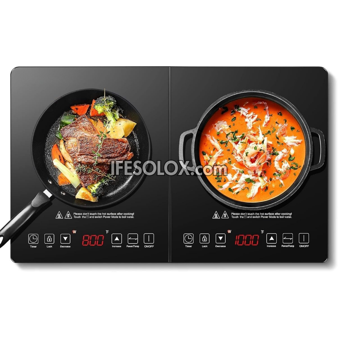 Hotplate Dual Cooktop Induction Cooker with Independent Touch Controls, LED Displays, Child Lock - Brand New
