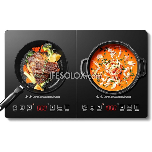 Hotplate Dual Cooktop Induction Cooker with Independent Touch Controls, LED Displays, Child Lock - Brand New