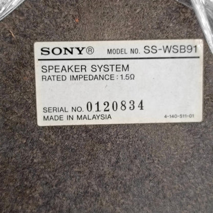 SONY SS-WSB91 3 ohms Home Theater Passive Subwoofer - Foreign Used