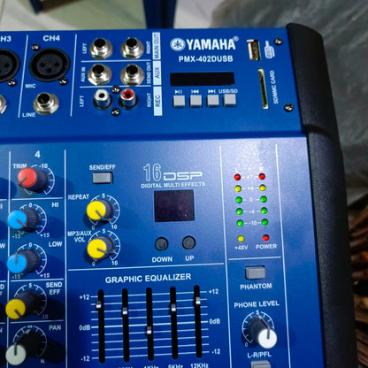 Yamaha PMX402DU 4-Channel Powered Mixer With Built-in Amplifier, BlueTooth, USB, DSP Effects And Phantom Light - Closer view 