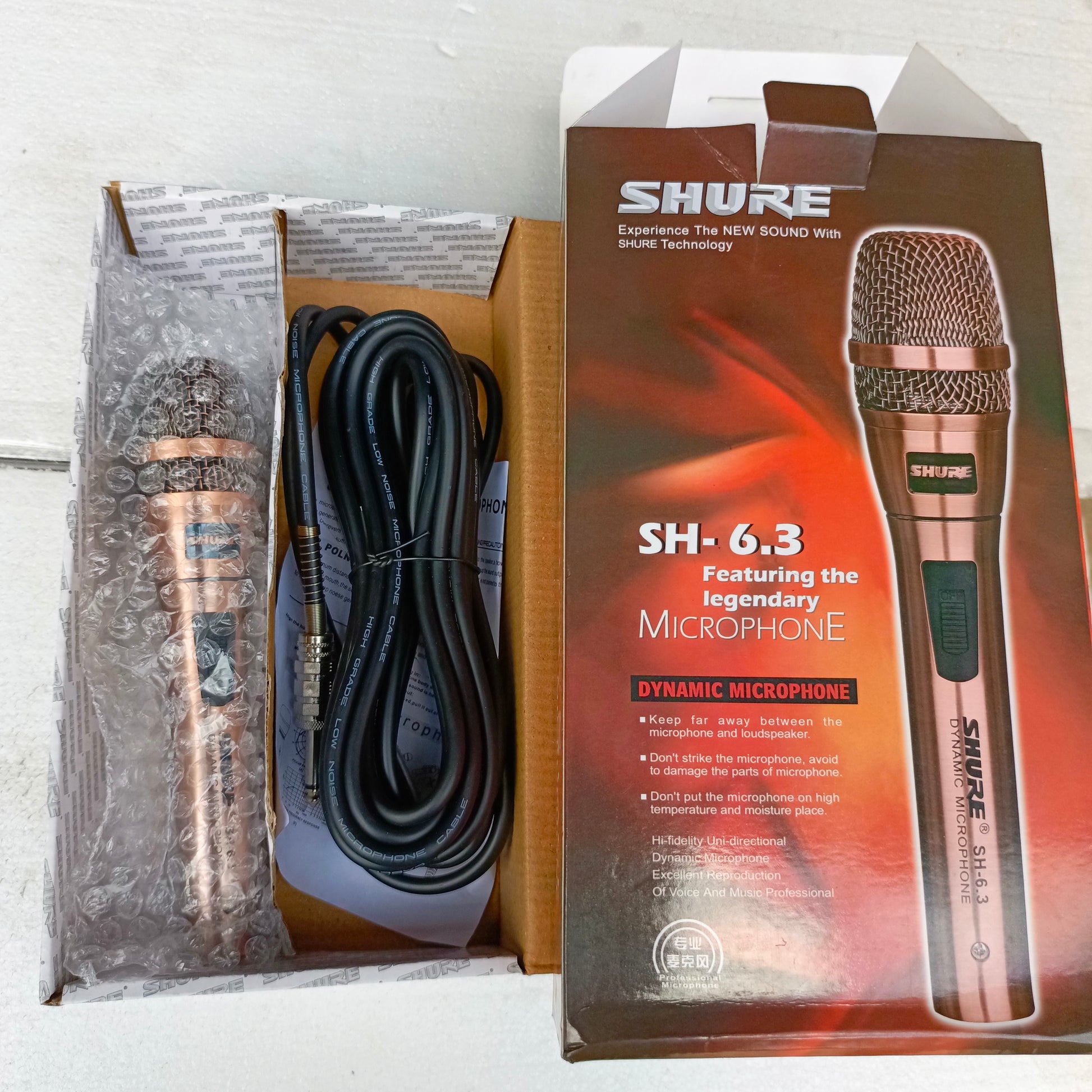SHURE SH-6.3 Cardioid Dynamic Vocal Microphone - Brand New