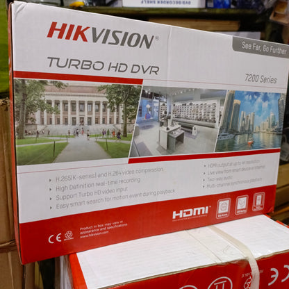 HIKVISION 8-Channel 7200 Series 5MP 6-in-1 High Definition DVR (Supports IP, XVI, AHD, CVI, CVBS, TVI cameras) - Carton View