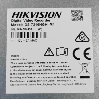 HIKVISION 16 canaux audio bidirectionnel série 7200 5MP DVR haute définition 6-en-1 (prend en charge les caméras IP, XVI, AHD, CVI, CVBS, TVI) - Tout neuf