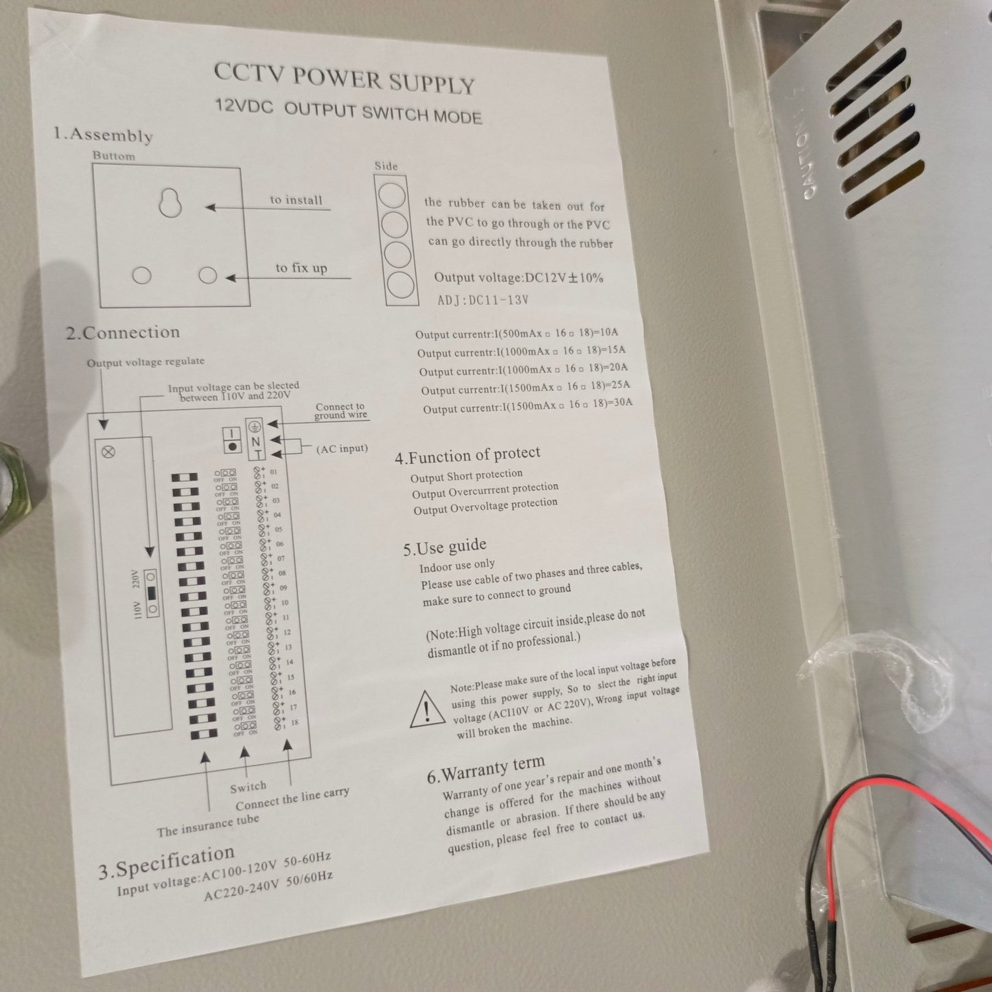 GENERIC 16-Way CCTV Power Supply Box - Instruction Manual 