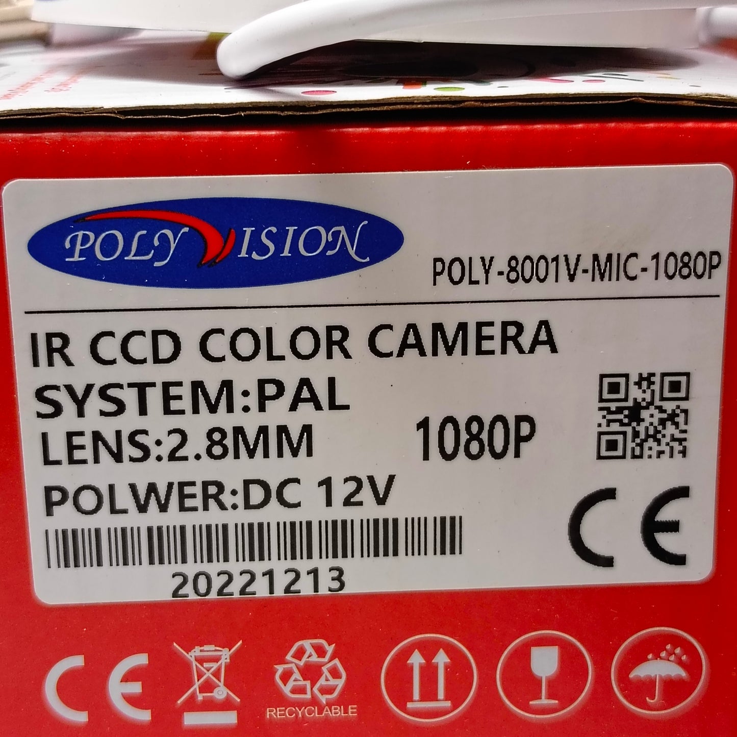 Caméra tourelle couleur POLYVISION IR-CCD (objectif 3,6 mm 1,3 MP) avec audio coaxial - Tout neuf