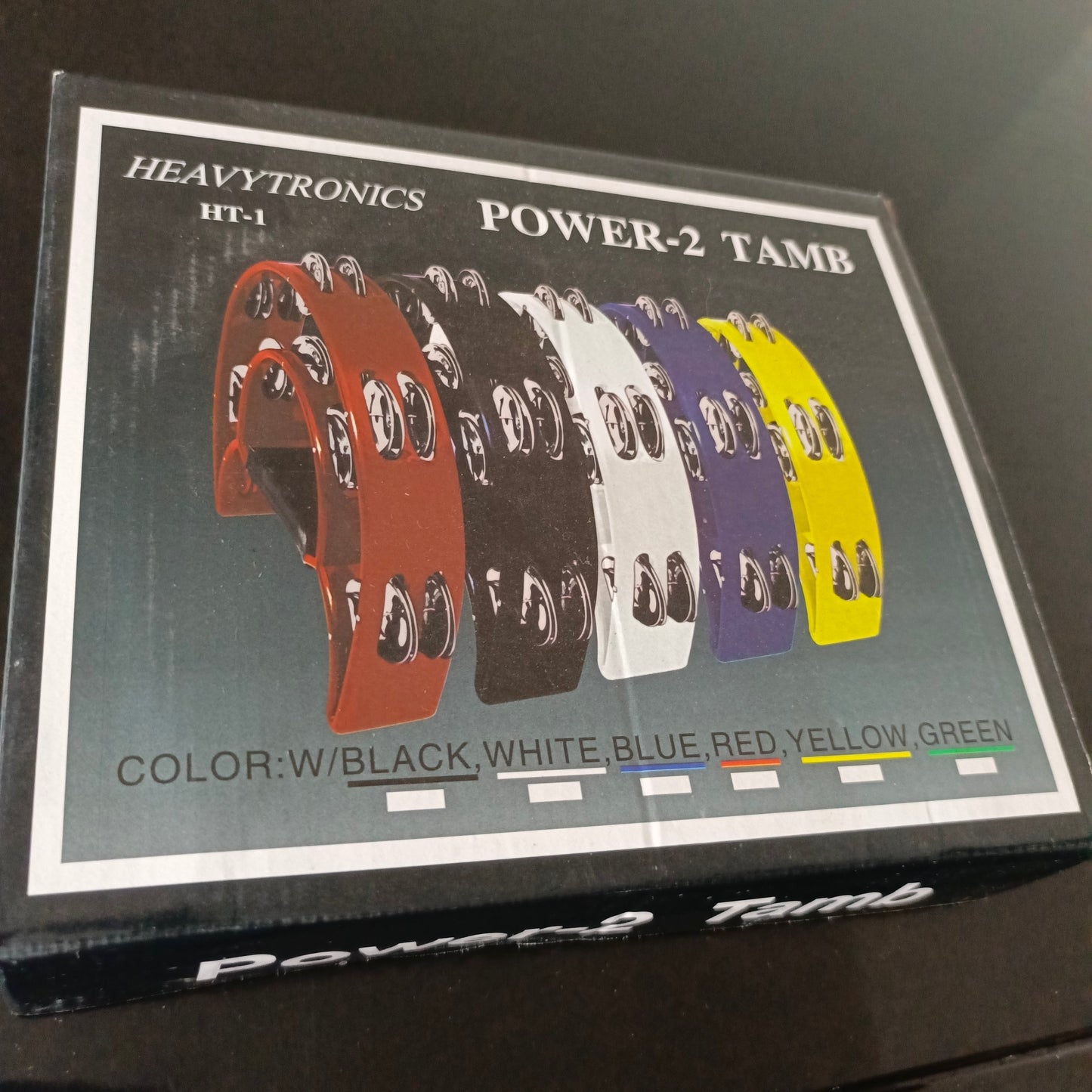Half Moon Power-2 Tamb Double Row Metal Jingle Tambourine (Yellow) - Brand New