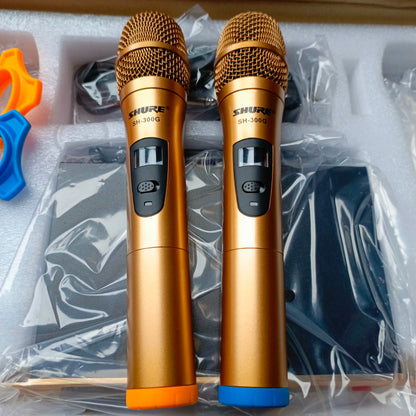 SHURE SH-300G Legendary Dual (2-Way) Wireless Dynamic Vocal Microphone (Golden) - Brand New