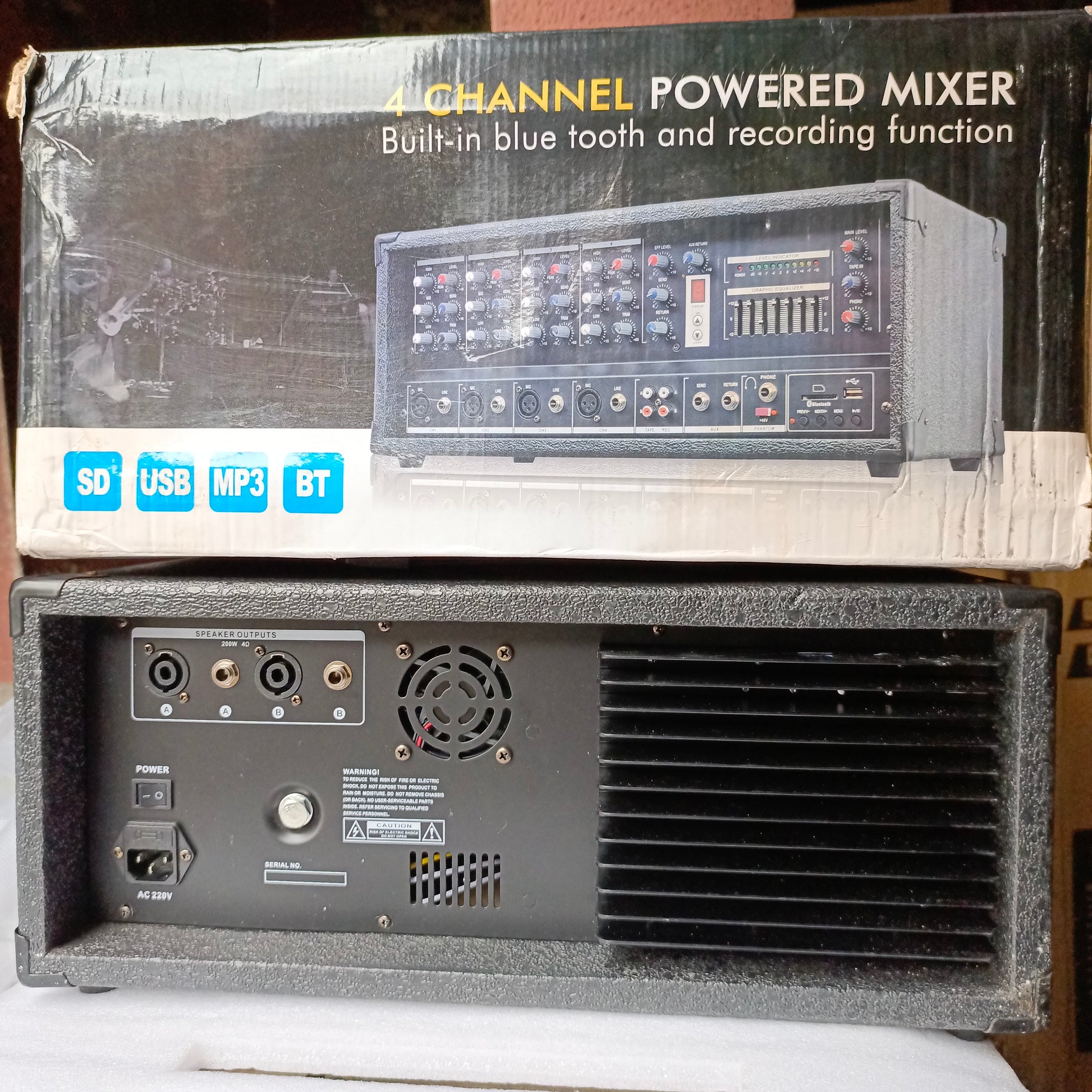 4 Channel Mixer Amplifier with 16DSP, Bluetooth, USB and SD
