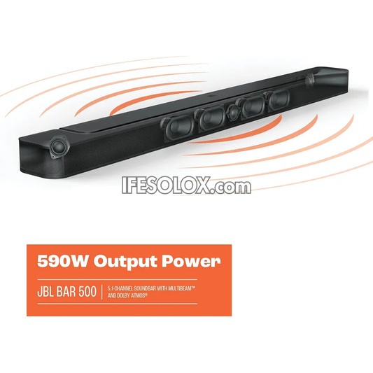 JBL BAR 500 5.1Ch 590W Smart Sound Bar with Wireless Subwoofer, Dolby Atmos, MultiBeam - Brand New