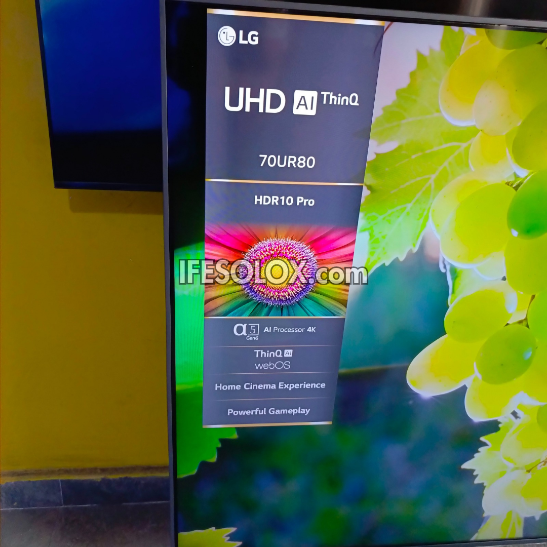 LG 70 Inch 70UR80 Series AI Thinq webOS 4K UHD Smart TV (Active HDR, Bluetooth, WiFi, Miracast, AirPlay) - Foreign Used