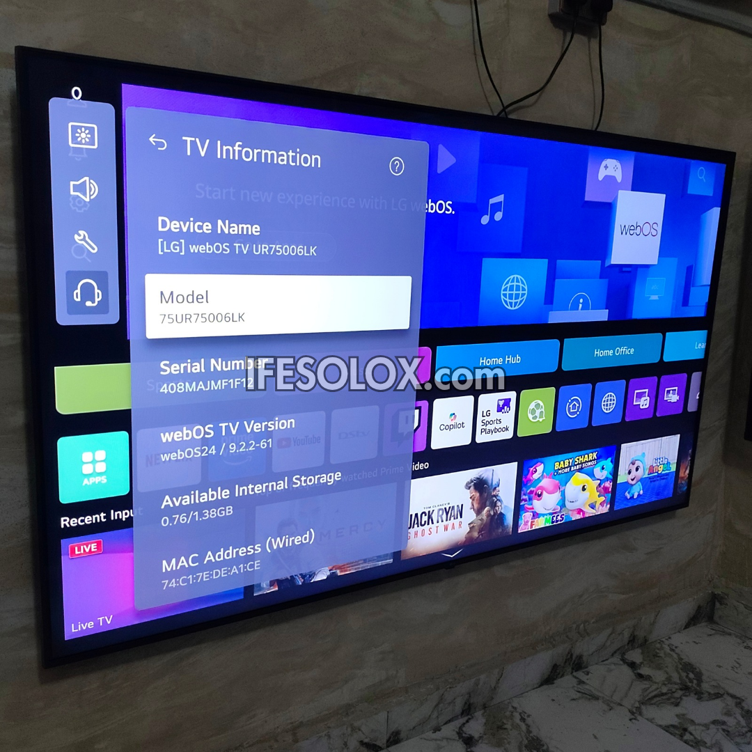 LG 75 Inch UR75 Series AI Thinq webOS25 4K UHD 2023 Frameless Smart TV - Foreign Used