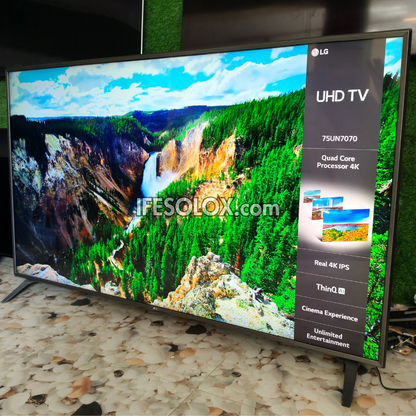 LG 75 inch 75UN70 Series ThinQ AI webOS Smart 4K UHD TV (Bluetooth, Wi-Fi, Miracast, AirPlay) - Foreign Used