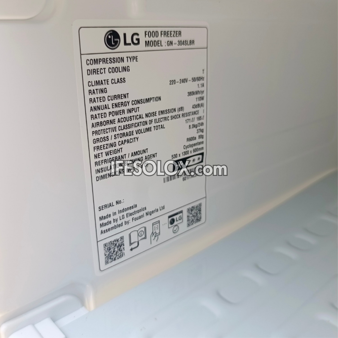 LG GN-304SL 168L Turbo Freeze Smart Inverter Upright Freezer (Silver) with Low Voltage Stability - Brand New