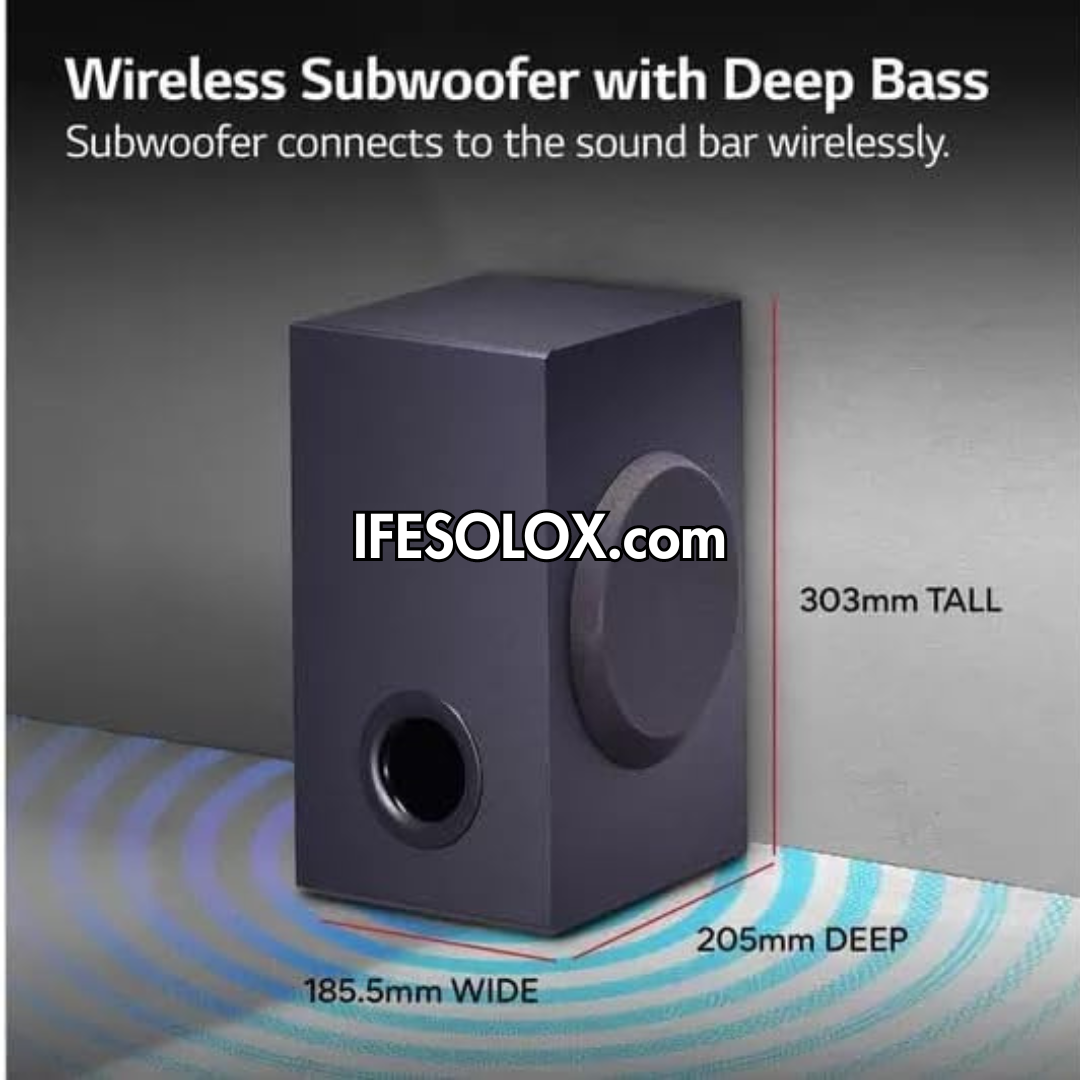 LG SQC1 2.1Ch 160W Bluetooth Sound Bar with Wireless Subwoofer