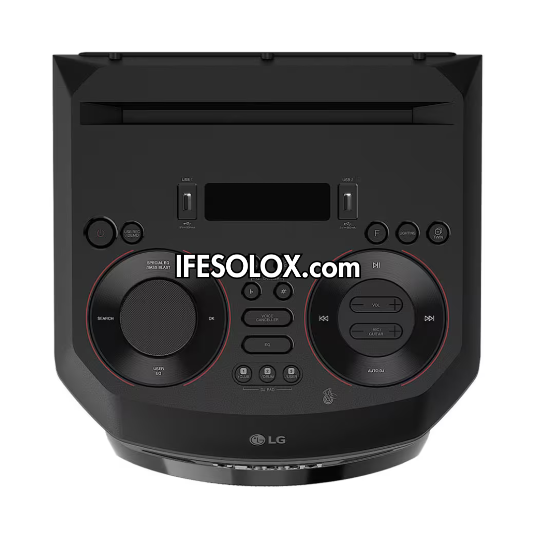 LG XBOOM RNC5 Super Bass Blast Bluetooth HiFi Home Theater + Karaoke Mic & Guitar Input, DJ App - Brand New