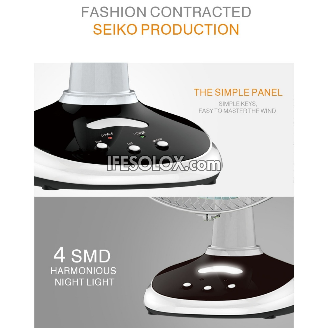 LONTOR 12" Rechargeable Standing Table Fan with 3-Blades (CTL-CF025-12) - Brand New