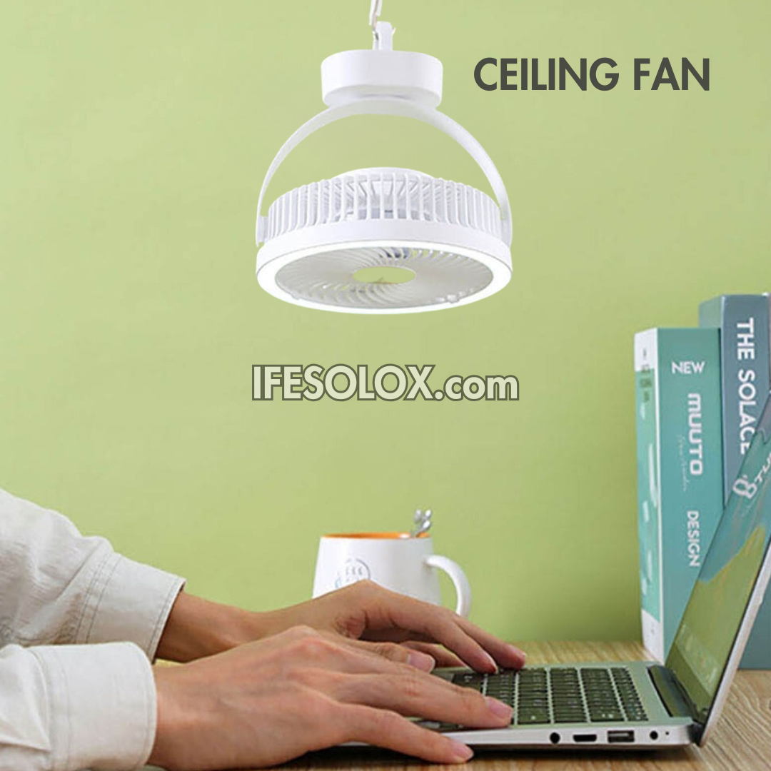 LONTOR 6" Rechargeable Mini Fan for Tables, Walls & Ceiling with 5-Blades and Harmonious Night Light (CTL-MF025-6) - Brand New