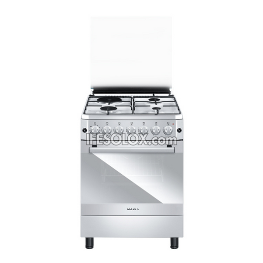 MAXI 60x60 (3+1) Premium Oven Gas Cooker with 3 Gas Burners and 1 Electric Plate (INOX Plus) - Brand New