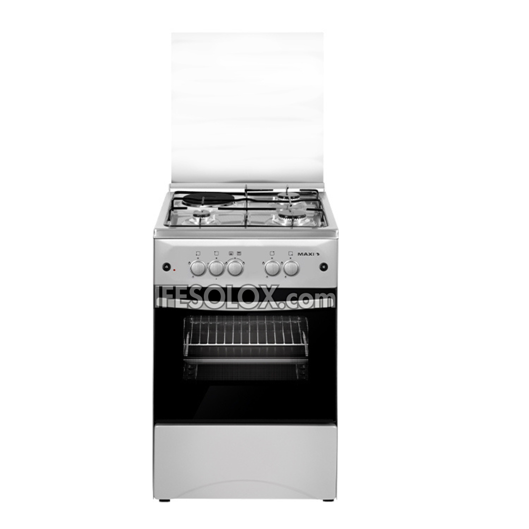 MAXI 50x50 (3+1) Oven Gas Cooker with 3 Gas Burners and 1 Electric Plate (INOX) - Brand New