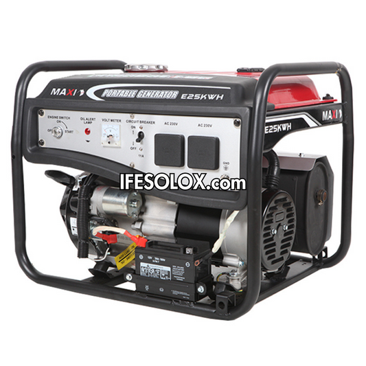 MAXI E25KWH 3.1KVA Pure Copper Key Start Gasoline Generator with Tire and Handles - Brand New