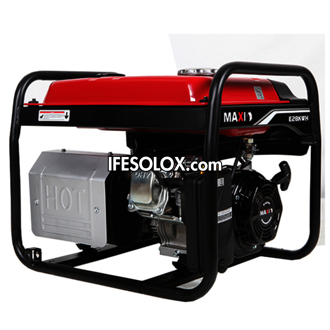 MAXI E28KWH 3.5KVA Pure Copper Key Start Gasoline Generator with Tire and Handles - Brand New