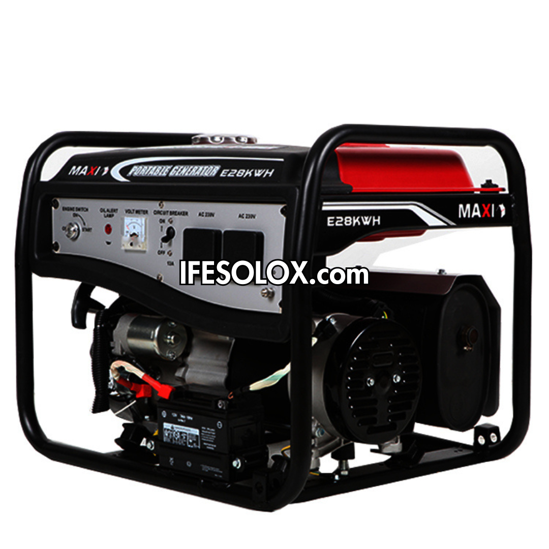 MAXI E28KWH 3.5KVA Pure Copper Key Start Gasoline Generator with Tire and Handles - Brand New