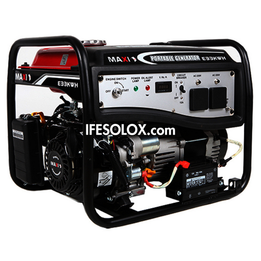 MAXI E33KWH 4.1KVA Pure Copper Key Start Gasoline Generator with Tire and Handles - Brand New