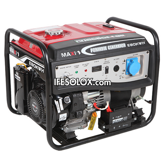 MAXI E80KWH 10KVA Pure Copper Key Start Gasoline Generator with Tire and Handles - Brand New
