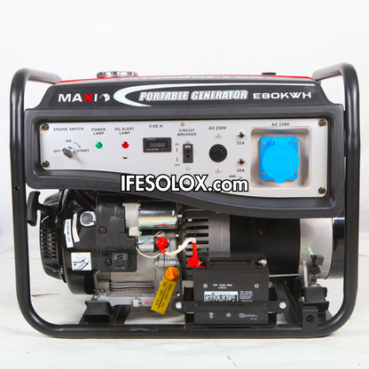 MAXI E80KWH 10KVA Pure Copper Key Start Gasoline Generator with Tire and Handles - Brand New