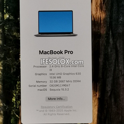 MacBook Pro 2019 16" Retina Display Laptop with Intel Core i9 9th Gen, 32GB DDR4 RAM, 1TB SSD - Foreign Used