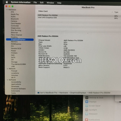 MacBook Pro 2019 16" Retina Display Laptop with Intel Core i9 9th Gen, 32GB DDR4 RAM, 1TB SSD - Foreign Used