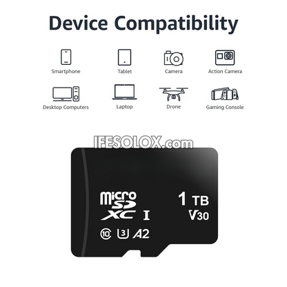 Micro SDXC 1TB Memory Card (A2, U3) with Full Size SD Adapter - Brand New