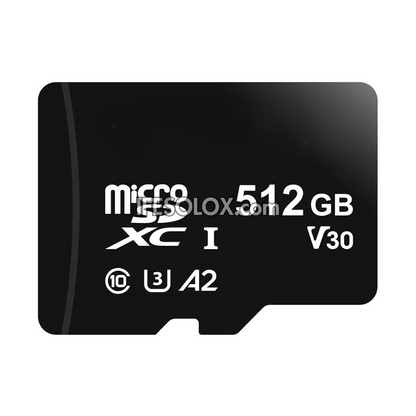 Micro SDXC 512GB Memory Card (A2, U3) with Full Size SD Adapter - Brand New
