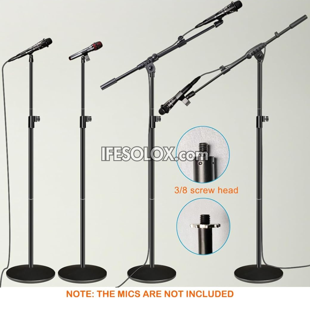 Adjustable Height Microphone Stand with Weighted Round Base - Brand New
