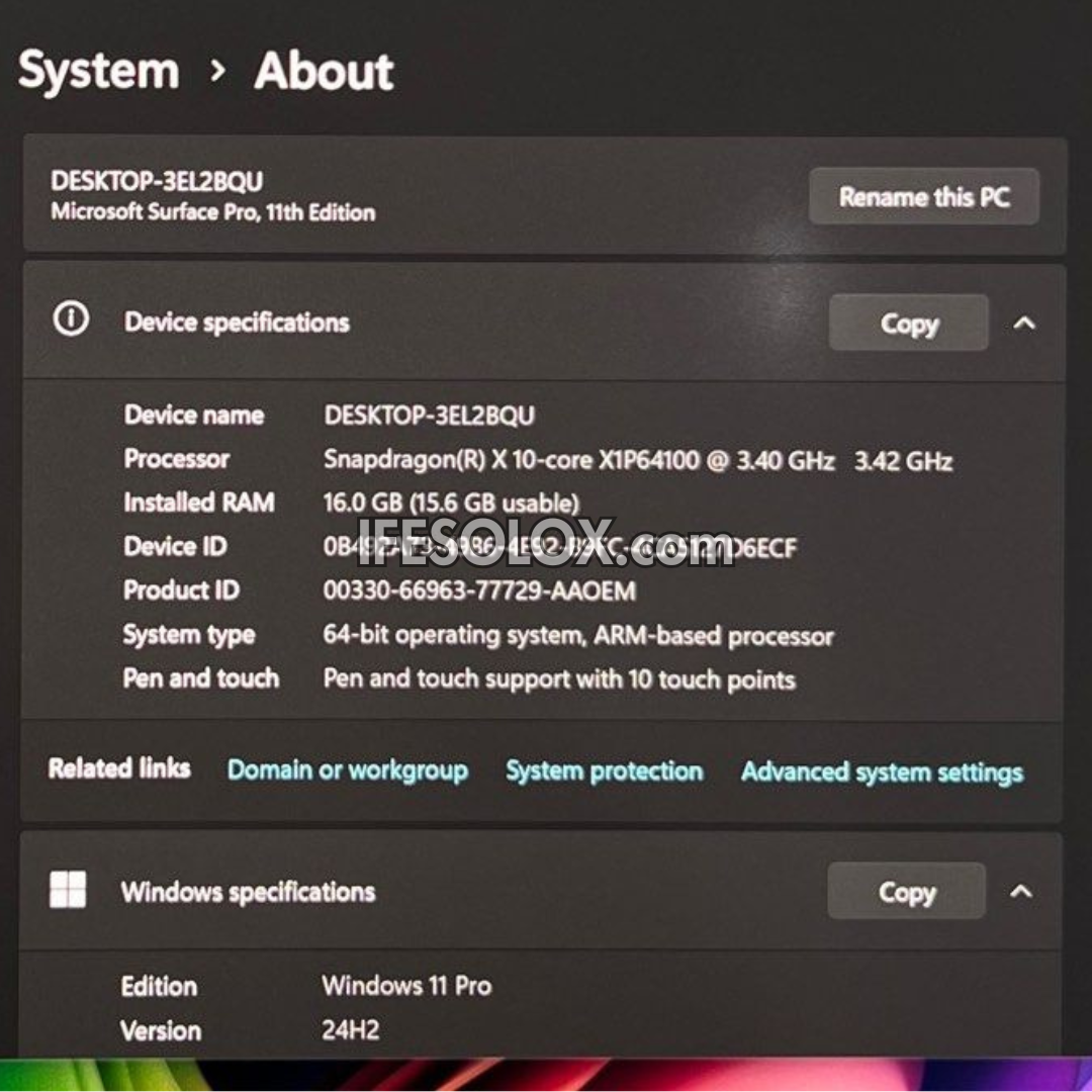 Microsoft Surface Pro 11 13" Tablet with Flex Keyboard, Snapdragon X Plus, 16GB DDR5 RAM, 256GB SSD - Foreign Used