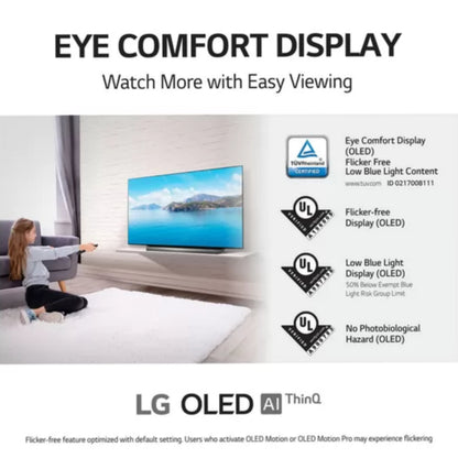 LG 55 Inch OLED 55C1PVB 4K HDR Ultra HD webOS Smart AI Thinq TV Eye comfort display menu