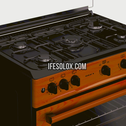 MAXI 60x90 Oven Gas Cooker with 5 Gas Burners (Wood Color) - Brand New