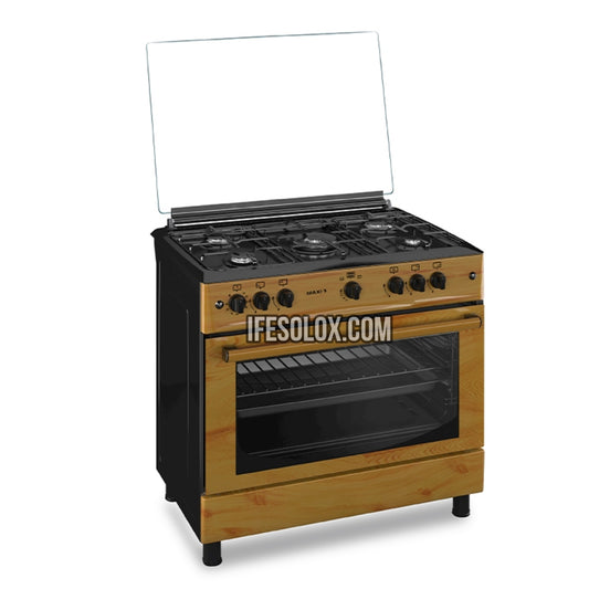 MAXI 60x90 Oven Gas Cooker with 5 Gas Burners (Wood Color) - Brand New