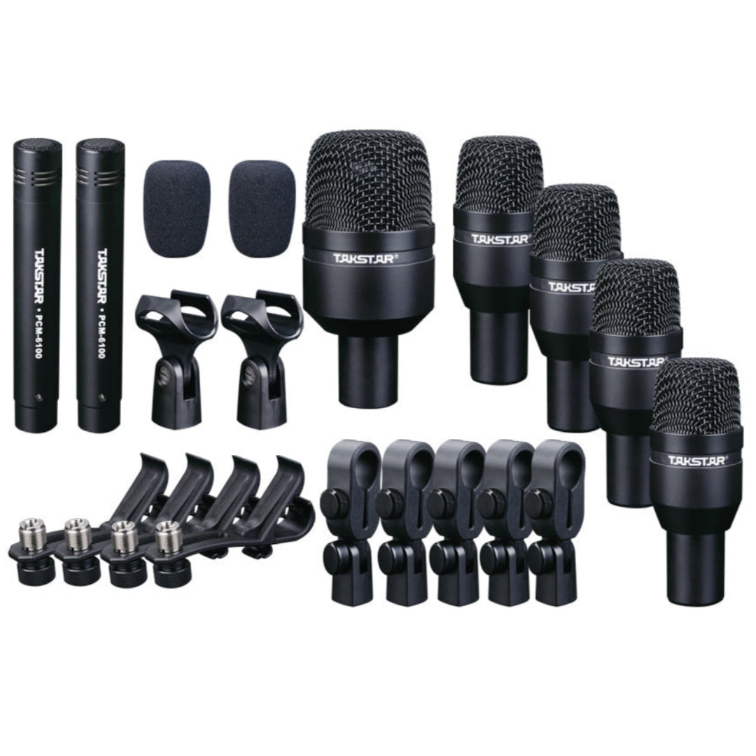 TAKSTAR DMS-D7 7-Piece Drum Instruments Microphone Set with Mic Holders, Clamps and Hard Case - Brand New