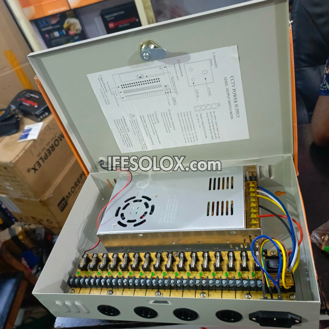 Professional 16-Way 12V DC CCTV Power Supply Box with Individual Fuse - Brand New